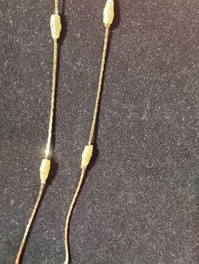 Gold Tone Beaded Station Necklace with Irregular Pearl Beads